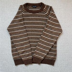 Brown Oversized Striped Sweater / indie, earthy, grandpa core